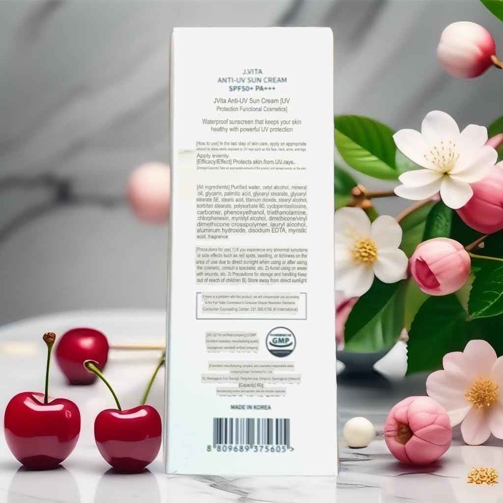 Korea J.Vita Anti-UV Sun Cream 60g / 2.11oz. SPPF50+ PA+++Perfect Waterproof Sunscreen that Keeps Skin Moisturize & Healthy with Strong UV Protection