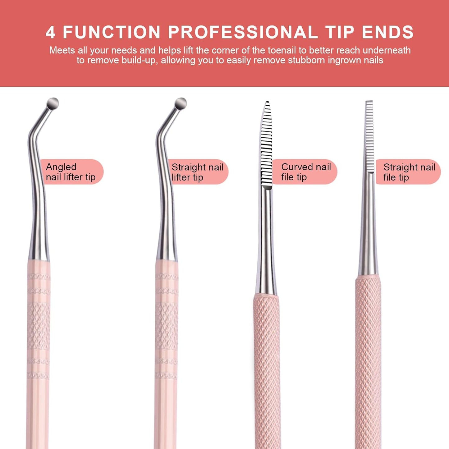 Teenitor Pedicure Tools for Feet, Toenail File and Lifters, Upgraded Professional Surgical Safe Ingrown Toenail Treatment Ingrown Toenail Removal Kit Ingrown Toenail Tool