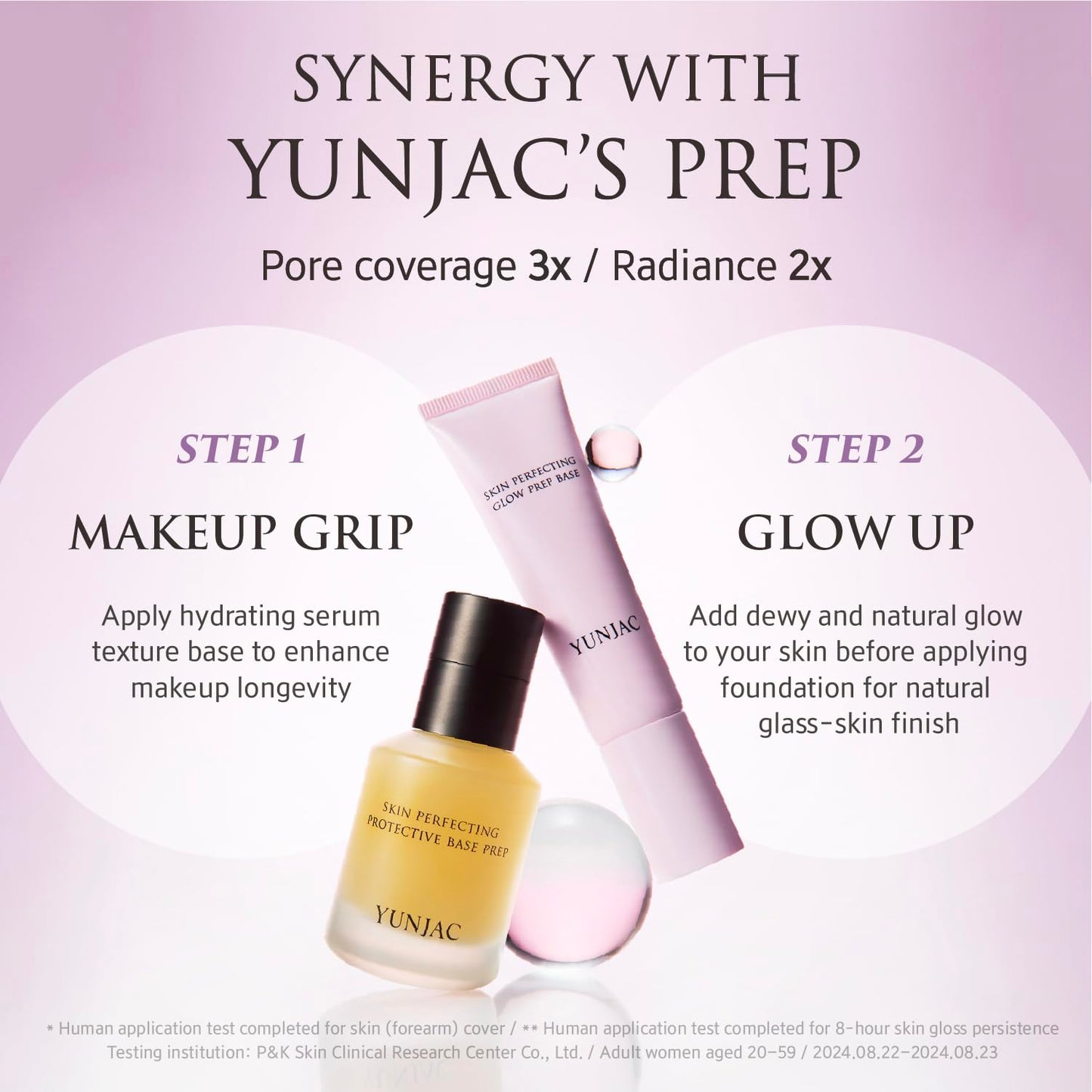 YUNJAC Skin Perfecting Glow Prep Base (1.01 fl oz) – Lightweight Primer with Niacinamide, Vitamin E & Fermented Green Tea, Silicone-Free Formula for Smooth, Radiant, and Long-Lasting Skin Finish