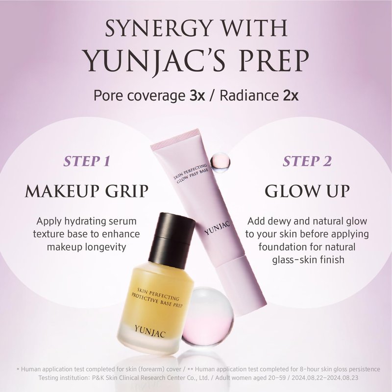 YUNJAC Skin Perfecting Glow Prep Base (1.01 fl oz) – Lightweight Primer with Niacinamide, Vitamin E & Fermented Green Tea, Silicone-Free Formula for Smooth, Radiant, and Long-Lasting Skin Finish