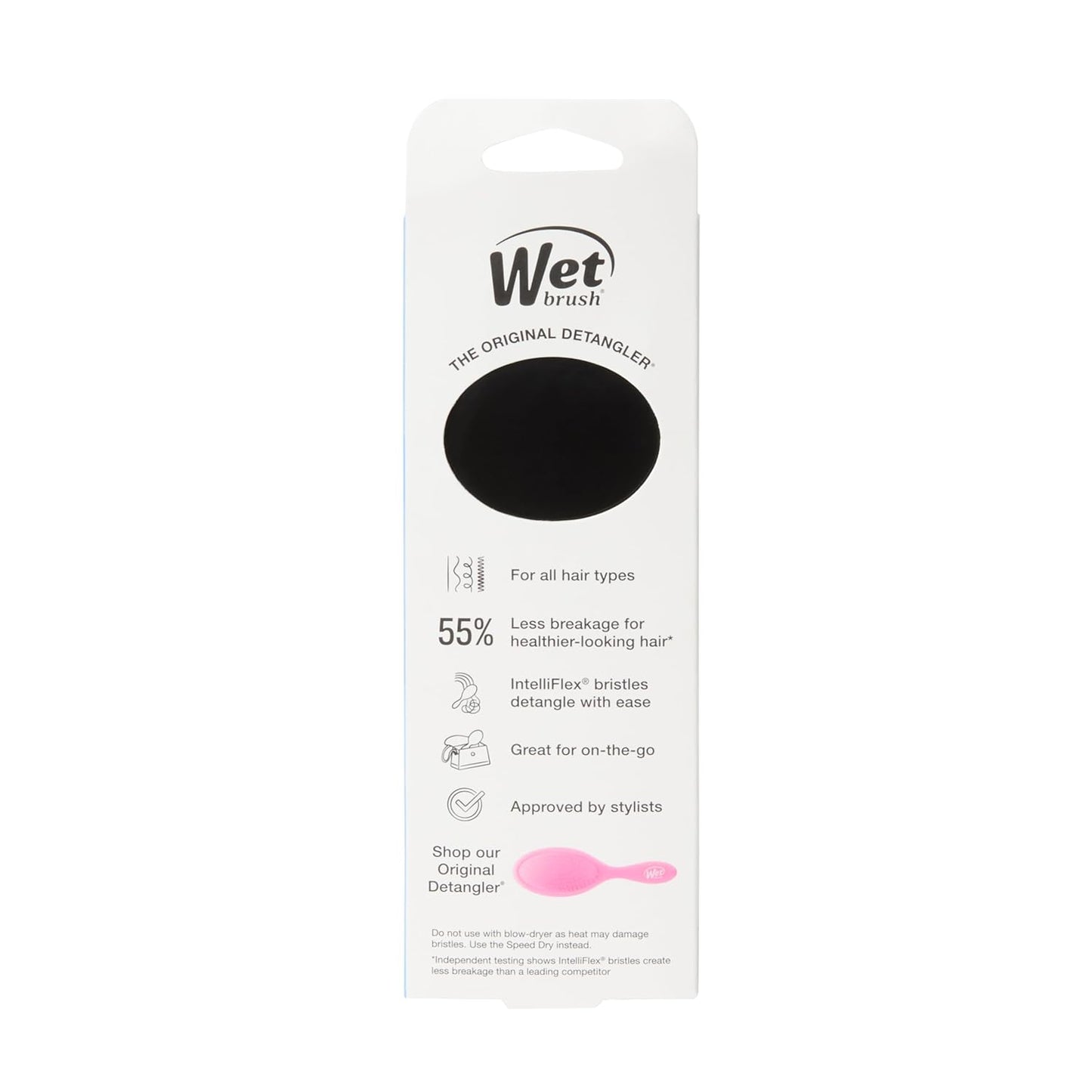 Detangling Brush - Mini Wet & Dry Hair Brush for Tangle-Free Styling | Soft Flexible Bristles for All Hair Types - Black