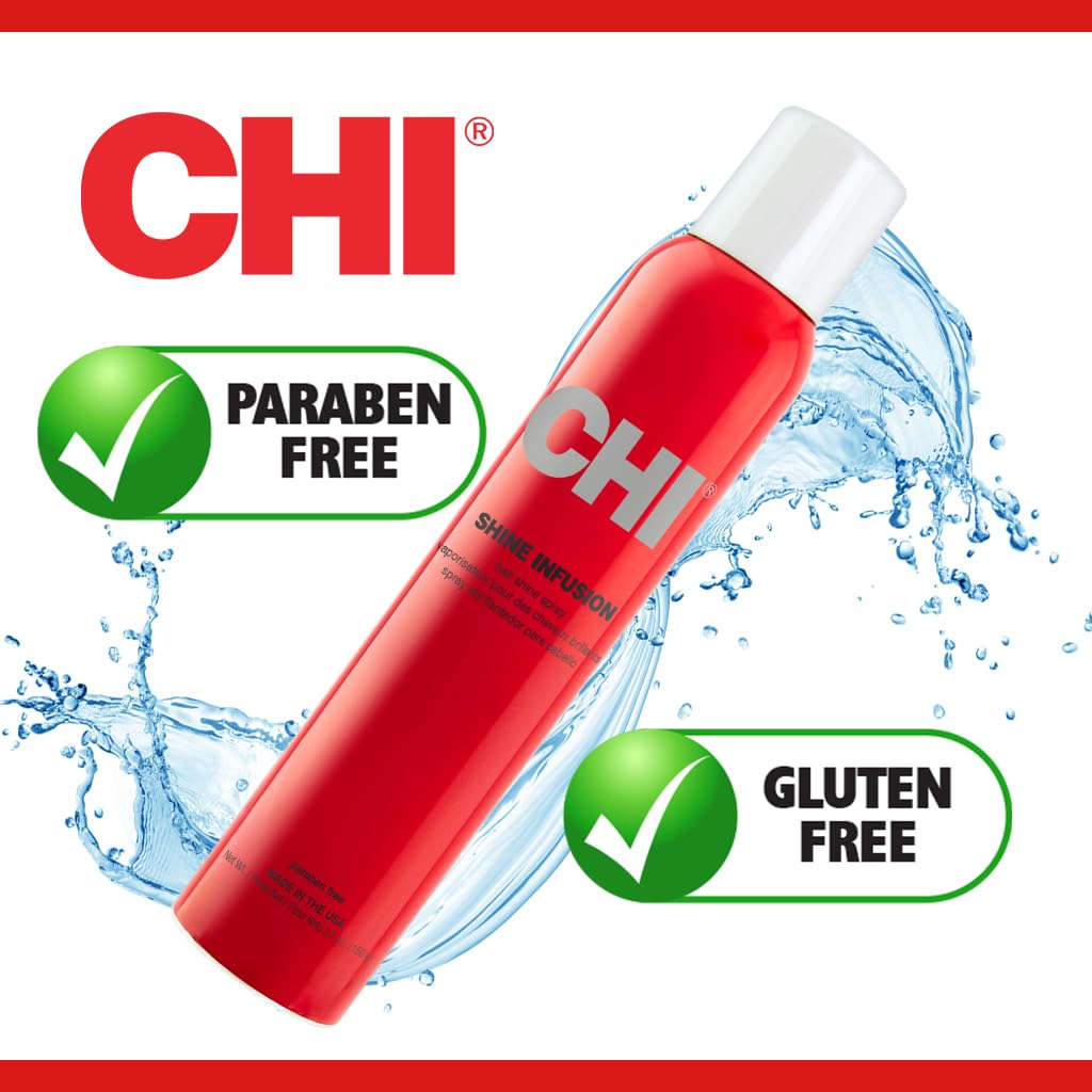CHI Keratin Hair Spray & Shine Infusion Anti-Frizz Spray Bundle - 10 oz & 5.3 oz