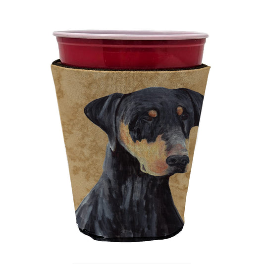Caroline's Treasures SC9126RSC Doberman Red Cup Hugger Cup Cooler Sleeve Hugger Machine Washable Drink Sleeve Hugger Collapsible Insulator Beverage Insulated Holder