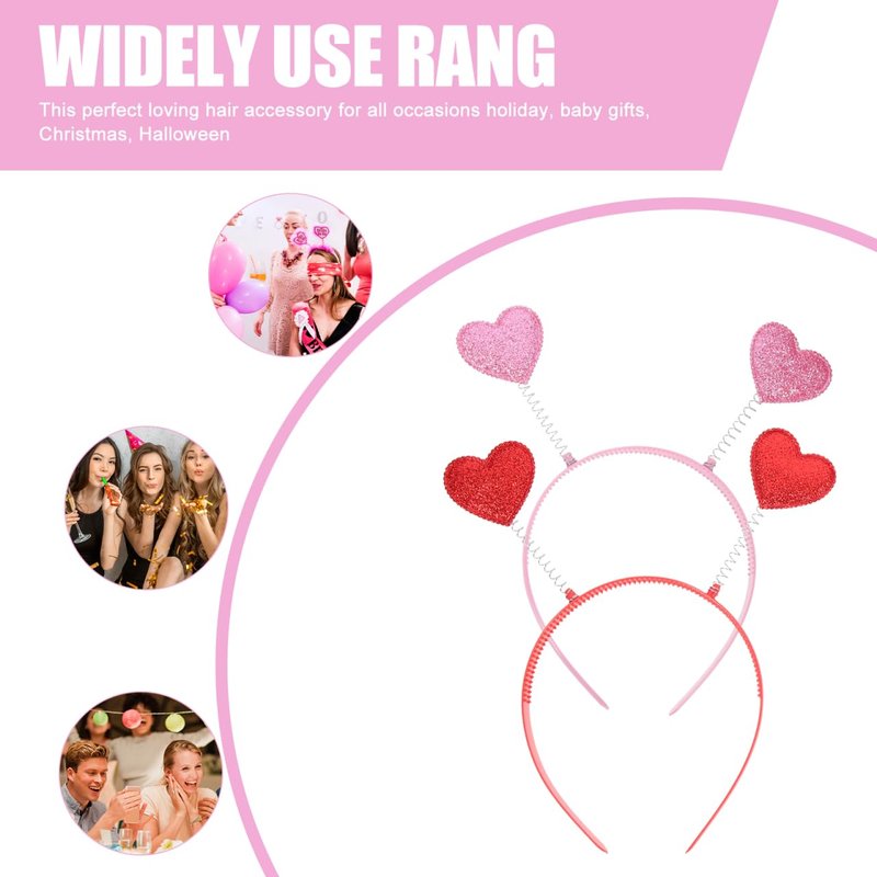 FOMIYES 12pcs Heart-Shaped Sequin Love Headbands Love Headpiece Cute Headgear Red Headband Red Decor Fashionable Valentine s Day Heart Headbopper Fabric Antenna Miss -shaped
