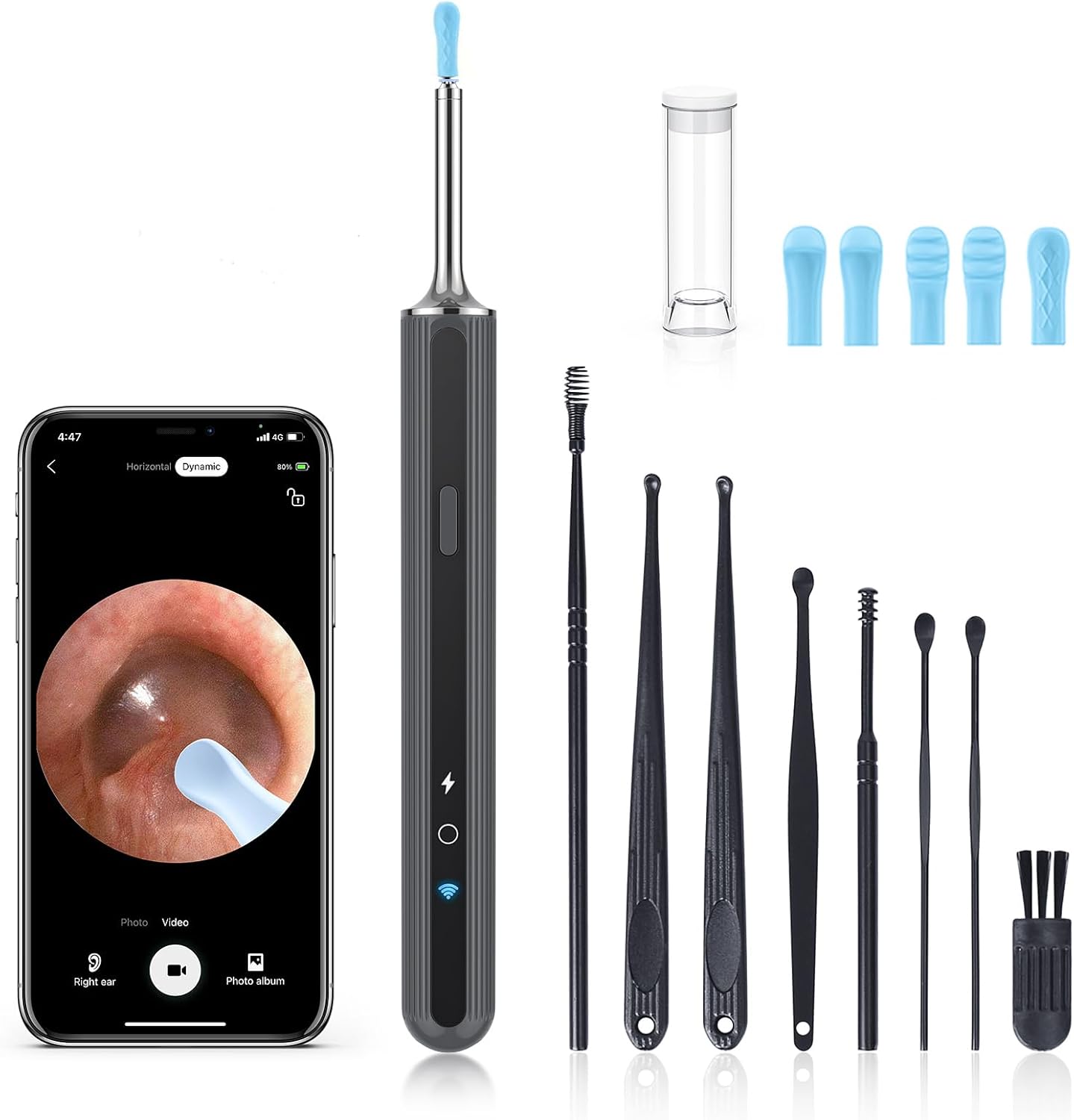 Ear Wax Removal Tool Camera - Ear Cleaner with 1080P HD Camera, Otoscope with Light, Earwax Removal Kit for iPhone, iPad, Android Phones (Green)