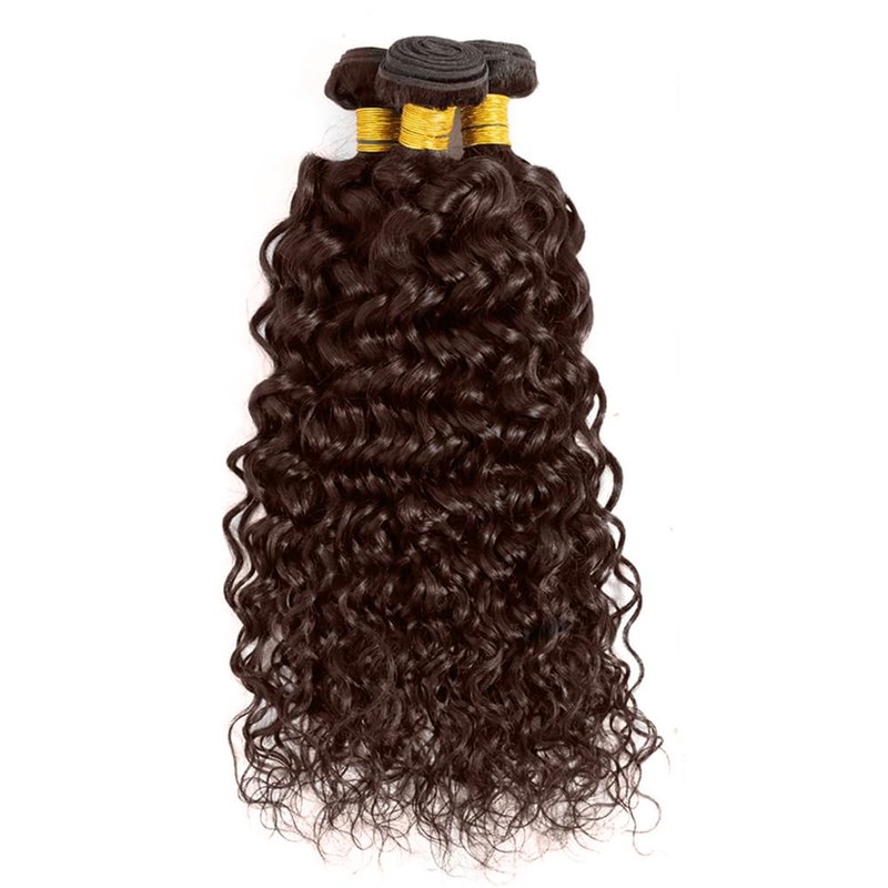 FuivJuix #4 Brown Bundles Water Wave Bundles Human Hair 12 14 16 Inch Brazilian Virgin Hair Chocolate Water Wave Bundles Human Hair Extensions 3 Bundle 50 Gram Per Bundle