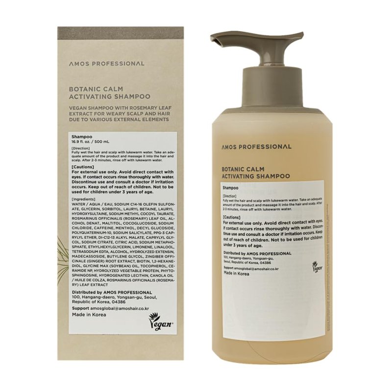 AMOS PROFESSIONAL Botanic Calm Activating Shampoo l Vegan Scalp & Hair Strengthening Shampoo with Rosemary and Biotin, Sulfate Free, 16.9 fl. oz.