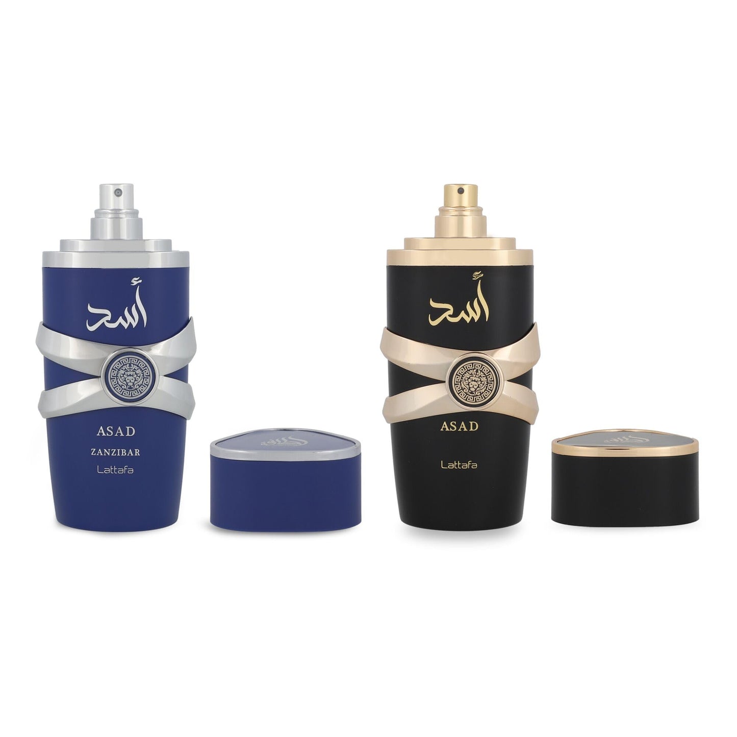 Lattafa Asad 5th Anniversary Edition – Spicy, Woody, Amber, Sweet – 2 Piece Eau de Parfum Gift Set for Men (Asad + Asad Zanzibar, 2 × 3.4 Ounce / 100 ml Sprays)