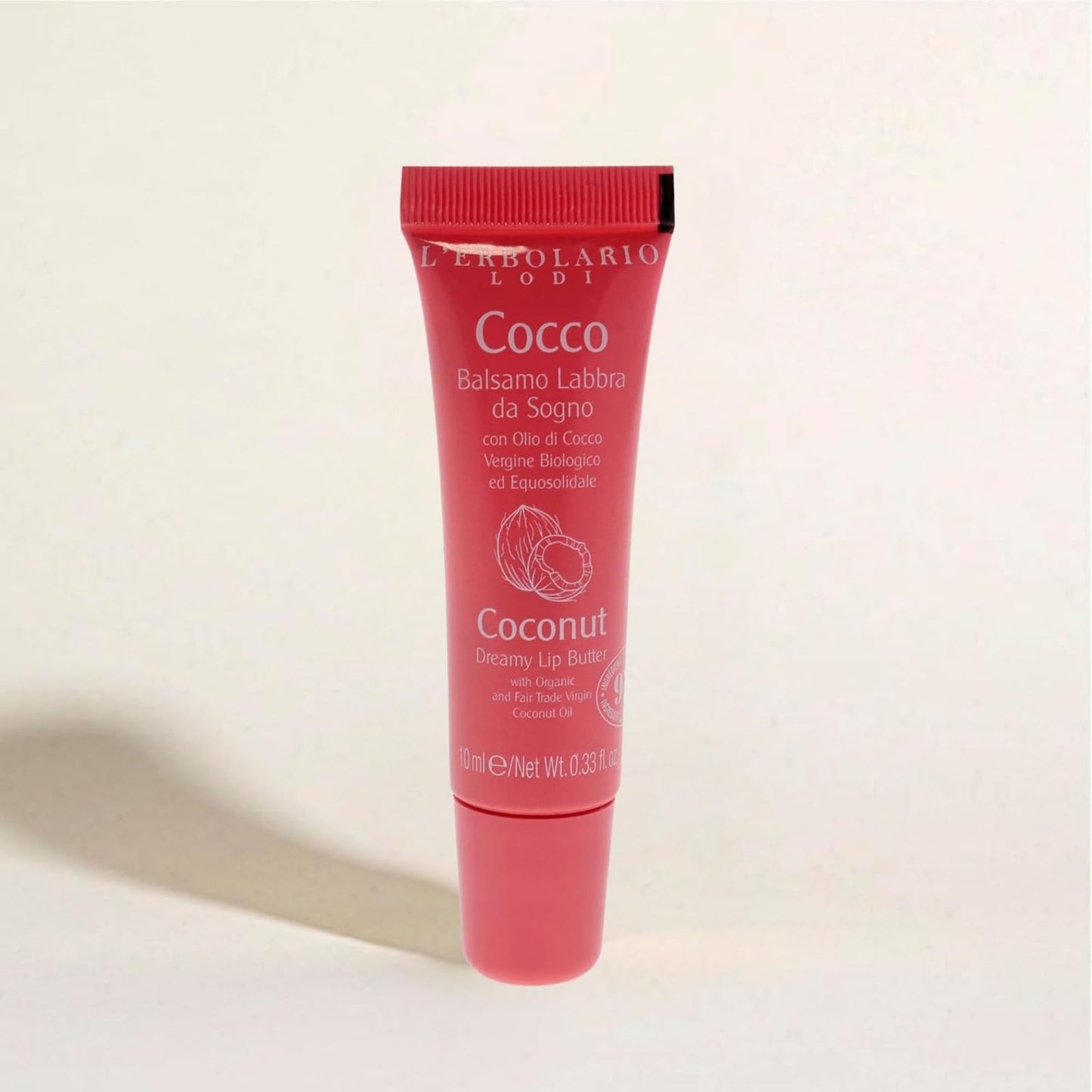 L'Erbolario Dreamy Lip Balm, Coconut, 0.3 oz, with Extracts of Virgin Coconut Oil, Moisturizing and Nourishing, For Dry Lips, Cruelty-Free