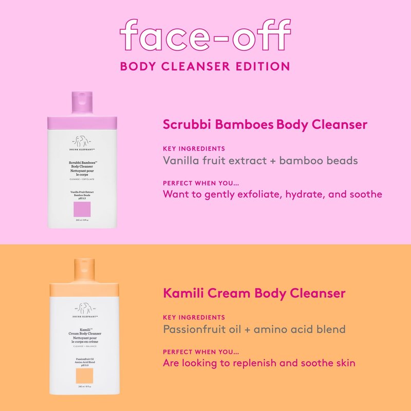 Drunk Elephant Scrubbi Bamboes Body Cleanser - 240 ml/8 fl oz - Sulfate-Free Body Scrub Wash - Clean Clinical Skincare - Cruelty-Free - Dermatologist Tested - Free of Essential Oils, Silicones, SLS