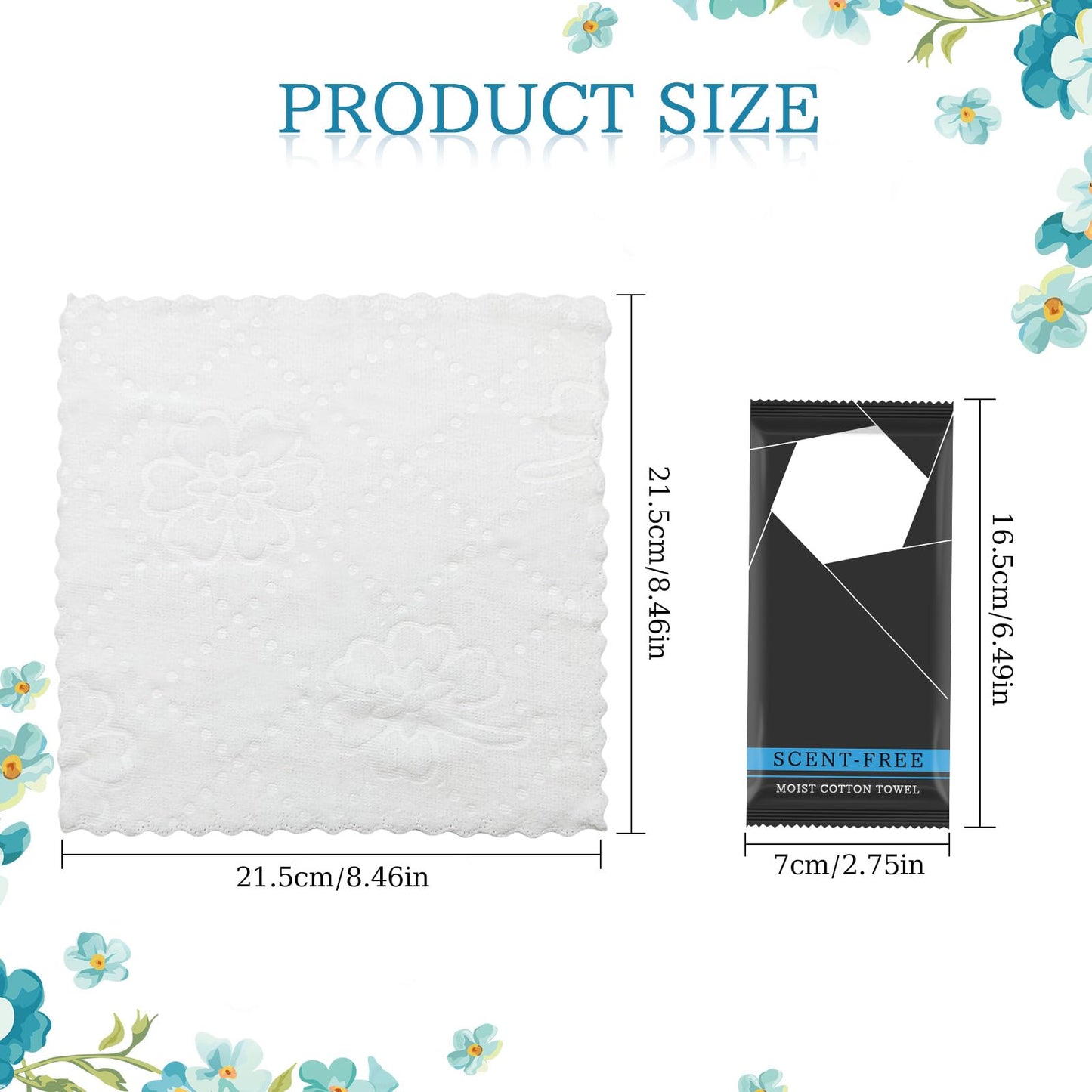 50 Pcs Moist Towel Bulk Moist Towelettes Individually Wrapped,White Towel Services 8.5''x 8.5'' Unscented Wet Hand Towels,Disposable Refreshment Pre Moistened Towels for Travel Camping Sport Spa Party