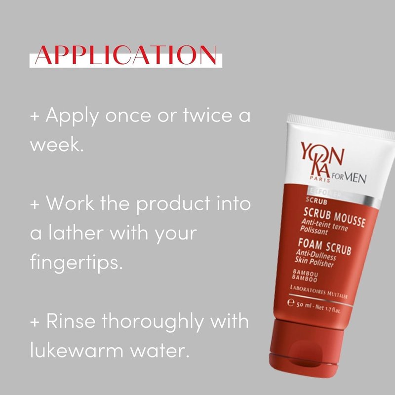 Yon-Ka Mens Foaming Scrub | Deep Cleansing Exfoliator | Gentle Gel Wash Tightens Pores and Prevents Ingrown Hairs | 1.7 fl oz