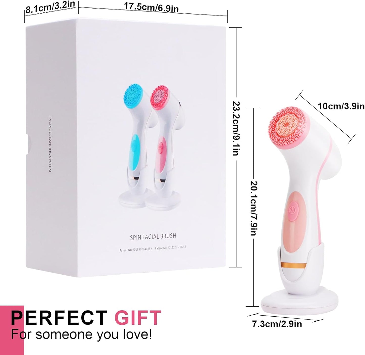 Electric Facial Cleansing Brush - 3-in-1 Waterproof Scrubber with 3 Brush Heads for All Skin Types | Rechargeable Pink