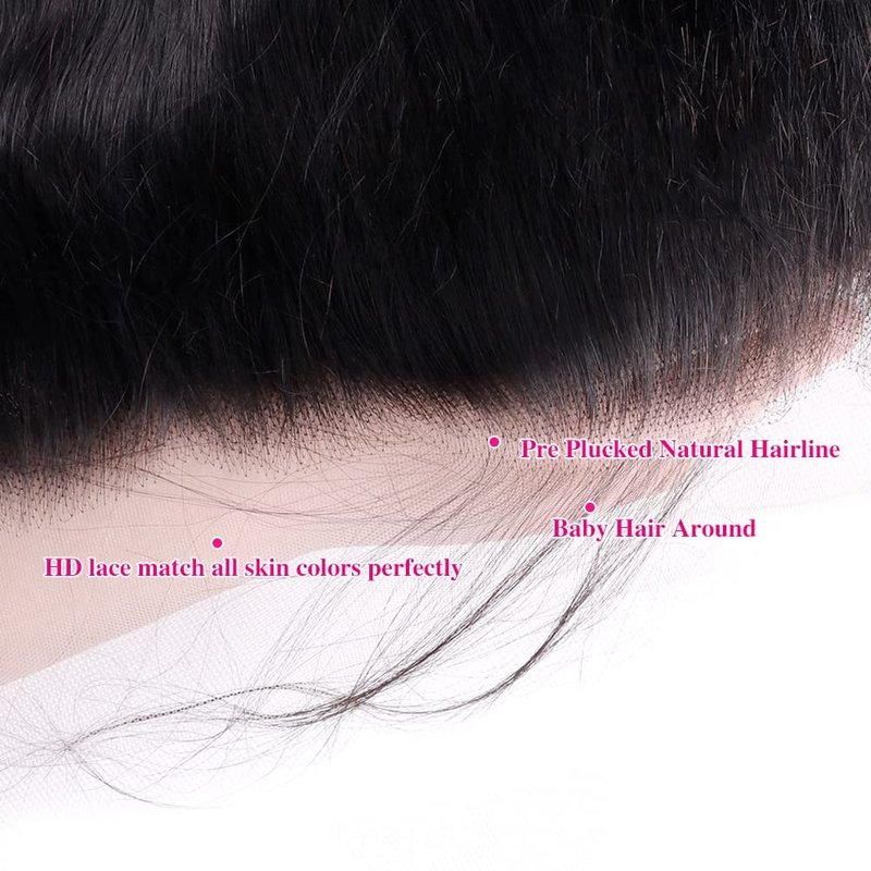 4x4 Straight Lace Closure Human Hair 18 Inch HD Lace Closure Free Part 100% Brazilian Virgin Hair Straight Transparent Lace Pre Plucked with Baby Hair