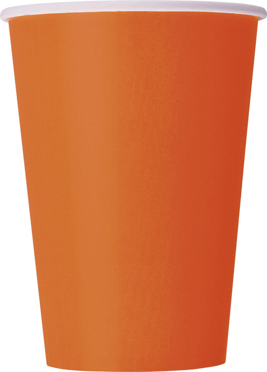 Solid Pumpkin Orange Disposable Paper Cups - 12 oz, Pack of 10 - Ideal for Parties, Picnics, & All Occasions
