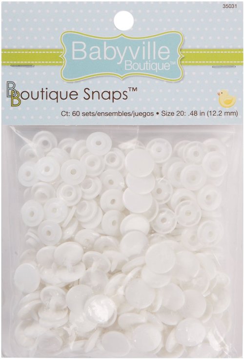 Dritz Babyville Boutique 35031 Snaps, Size 20, White (60-Sets)