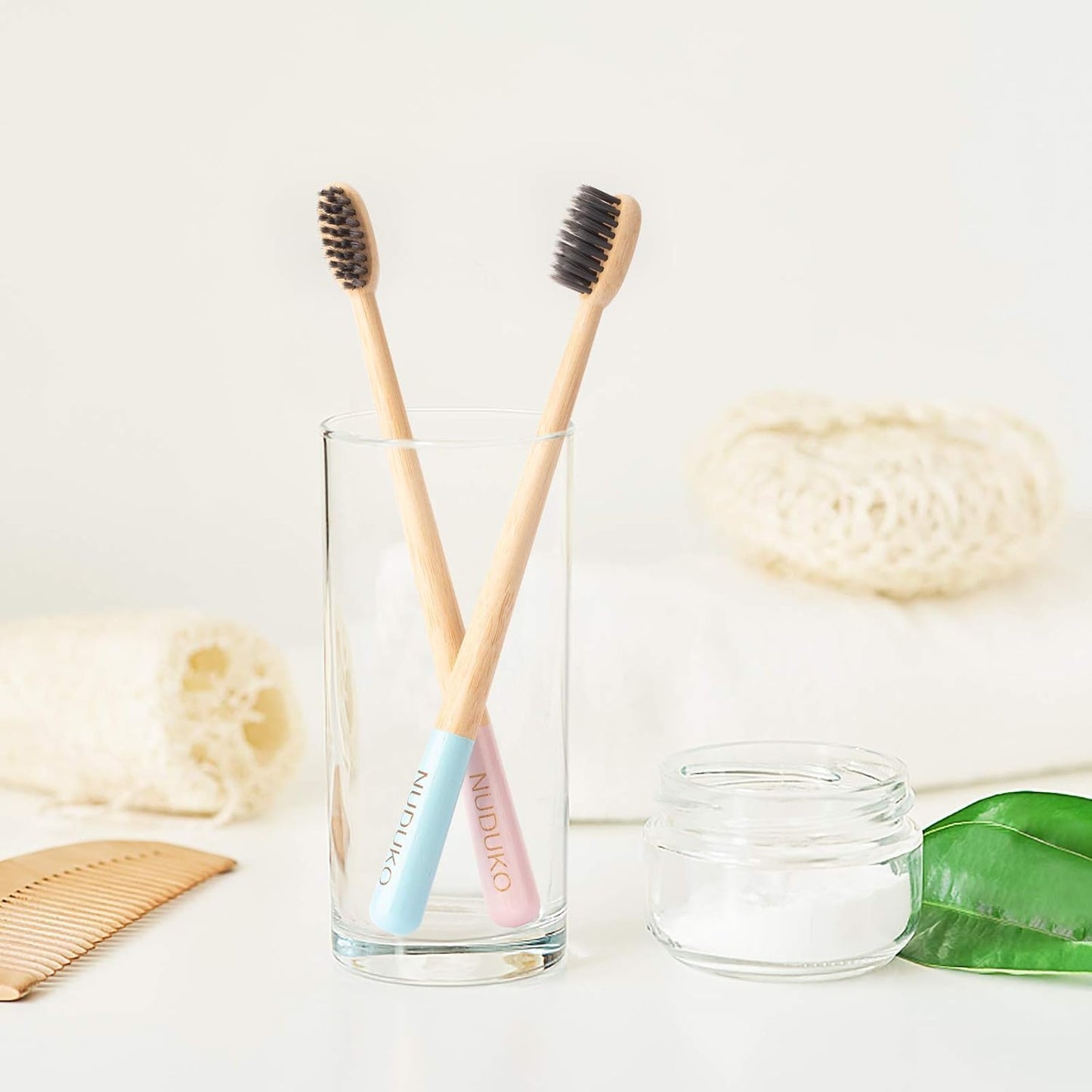 Biodegradable Bamboo Toothbrushes, 10 Piece BPA Free Soft Bristles Toothbrushes, Natural, Eco-Friendly, Green and Compostable