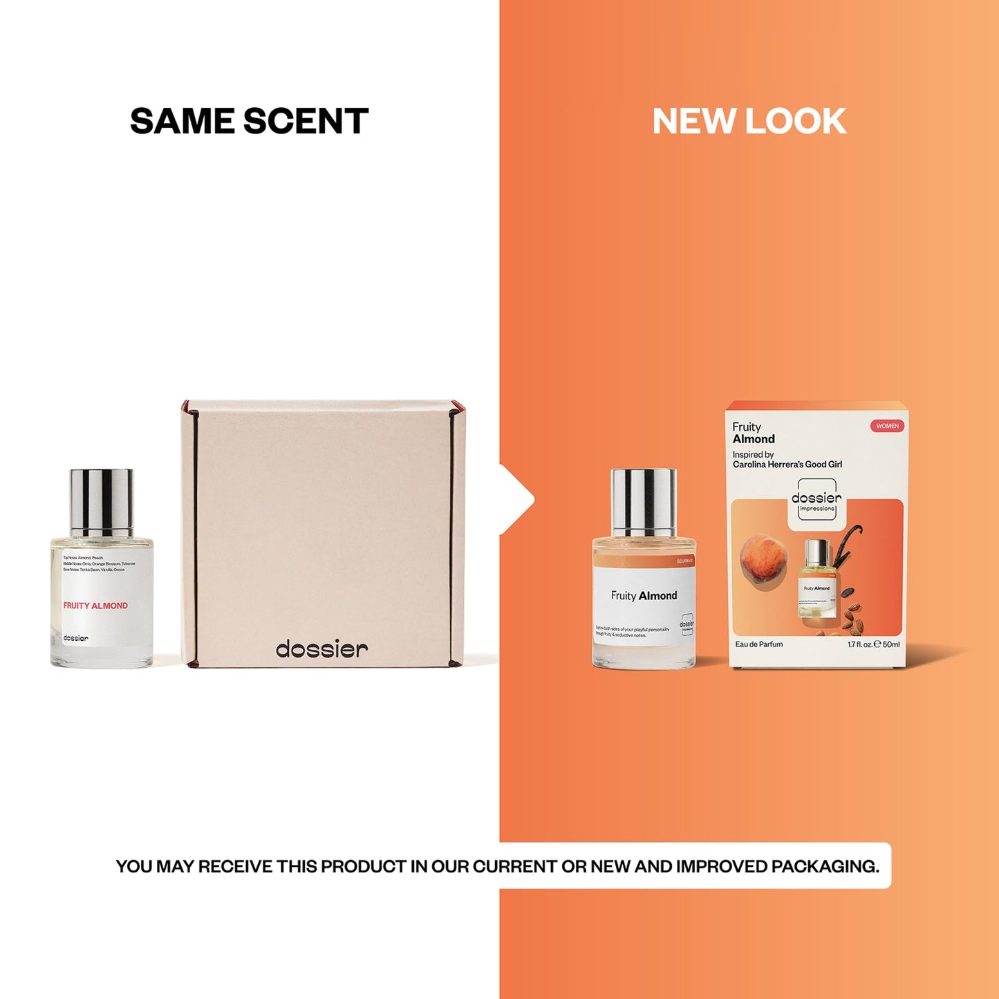 Dossier - Fruity Almond - Eau de Parfum - Inspired by Good Girl - Long-Lasting Fragrance - Feminine - 1.7 fl oz (50ml)