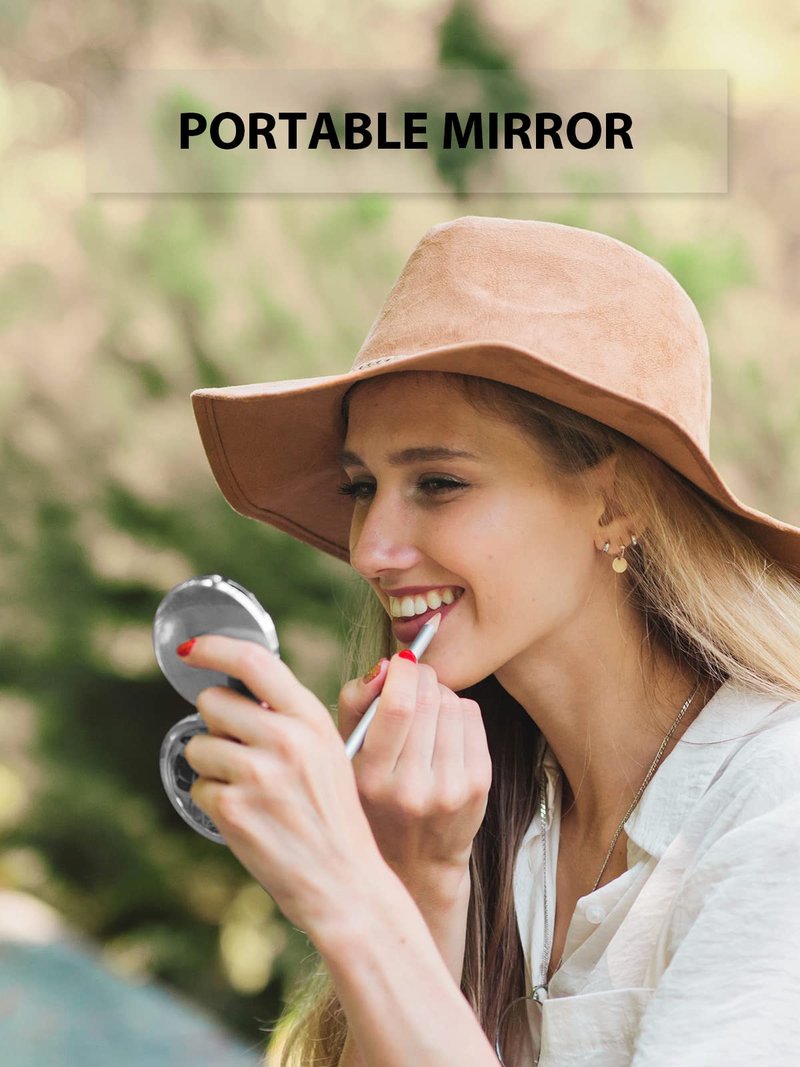 Getinbulk Compact Mirror Bulk, Pack of 6 Double-Sided 1X/2X Magnifying Metal Makeup Mirrors(Round, Silver)