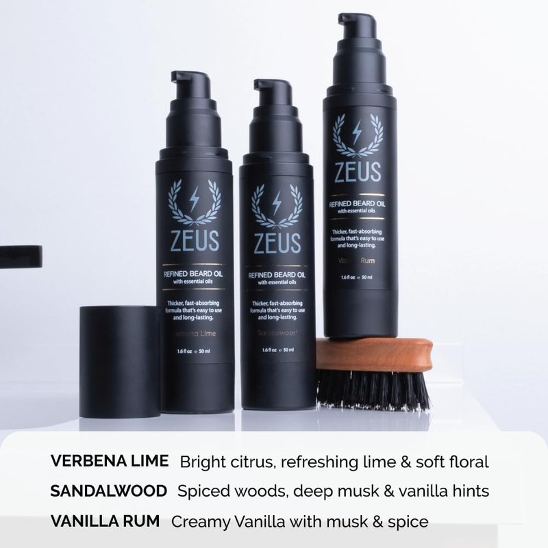 ZEUS Refined Beard Oil for Men with Natural Oils (Sandalwood) 1.6 fl oz