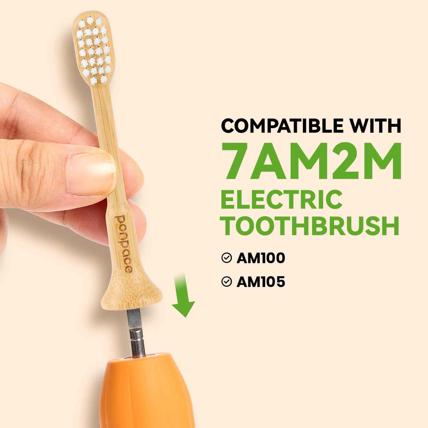 PONPACE Bamboo Toothbrush Heads Compatible with 7AM2M, Extra Soft Castor-Oil Bristles for Sensitive Teeth, Eco-Friendly & Gentle Cleaning