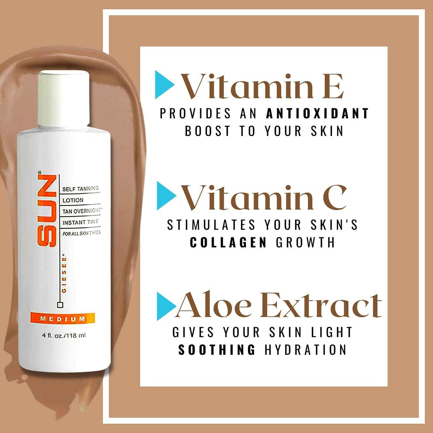 Sun Laboratories By Giesee Tan Overnight Sunless Tanning Lotion 4 oz - Organic Self Tanner, Long Lasting Tanning Lotion, Natural Body Lotion for Sunless Tan, Face & Body Self Tanner