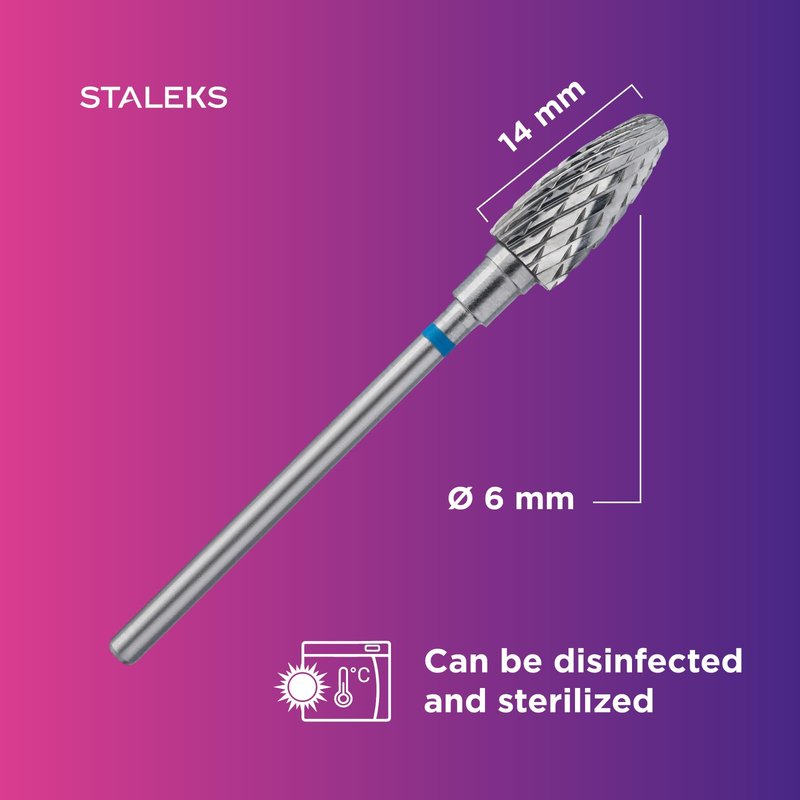 STALEKS PRO Expert Carbide Nail Drill Bit (Corn, Blue, 6mm Head / 14mm WP) – Medium Hardness for Artificial Nail Correction & Gel Polish Removal in Hardware Manicure/Pedicure