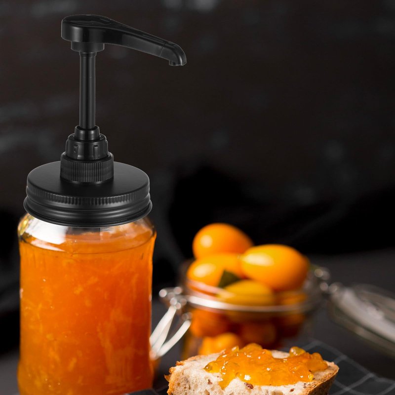 6 Packs Mason Jar Pump Lid for Regular Mouth Jars, Leak-Proof 2.8 Inch Mason Jar Soap Dispenser Pump Lid for Honey, Syrup, Liquid Condiments, Ketchup, Coffee and More