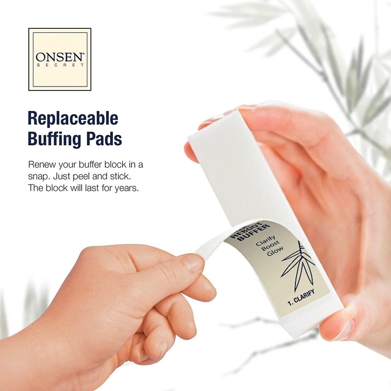 Onsen Secret Essential Nail Reboot Kit with Hand & Cuticle Rescue Cream | Buffer Block, Professional File, Replacement Pads and Repair Cream for Strong, Healthy, Shiny Natural Nails at Home