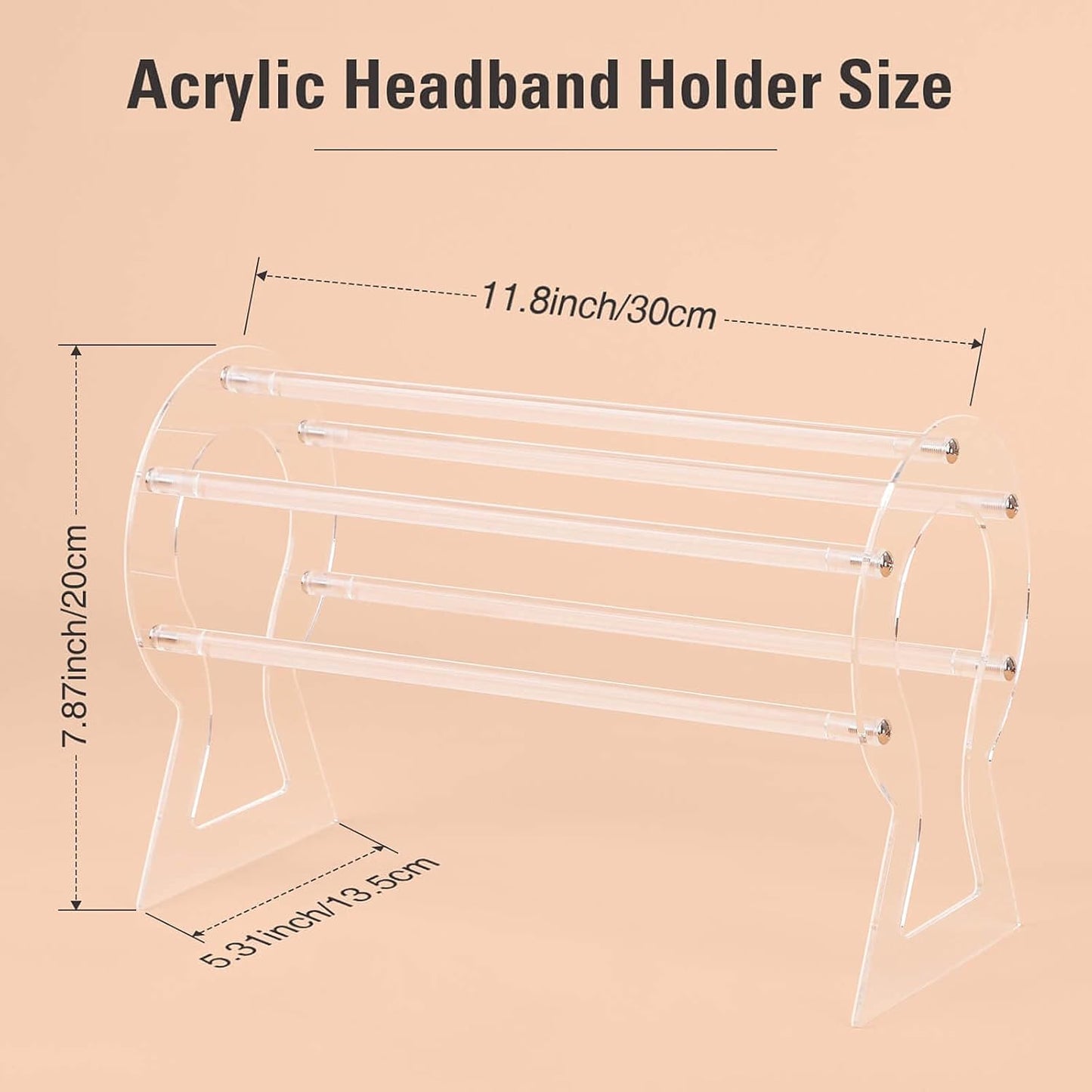 Headband Holder, Clear Headband Organizer, Acrylic Hair Hoop Display Stand, Hairband Rack Holder, Headband Storage Holder for Women and Girls
