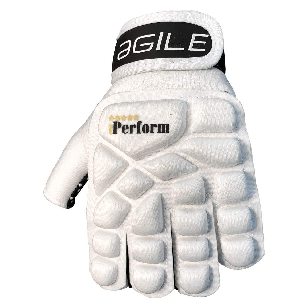 IPERFORM Men's Field Hockey Gloves Agile White Style Half Finger Left Handed (Small, Agile - Half Finger)