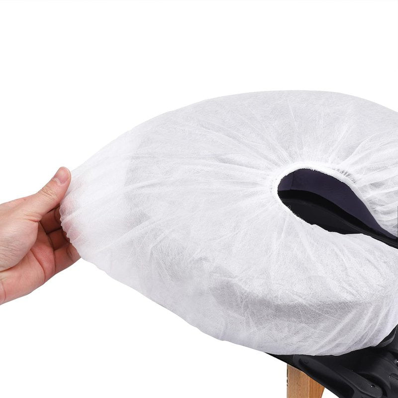 Noverlife 100PCS Disposable Fitted Face Cradle Covers, Non-woven Ultra Soft Massage Face Covers Headrest Covers for Massage Tables & Massage Chairs, Universal Size Beauty Salon SPA Face Rest Covers