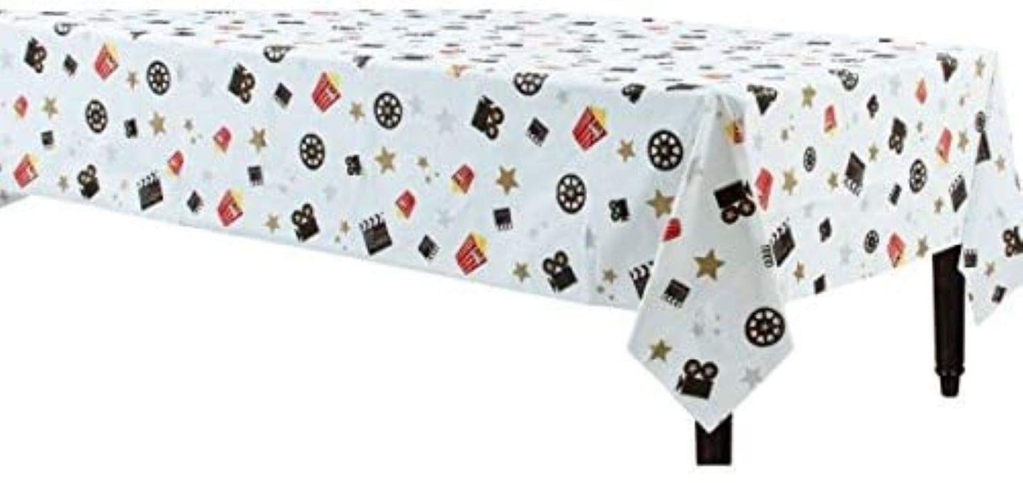 Popcorn Director's Cut Plastic Table Cover – 52" x 102" (1 Piece) – Premium Quality, Durable Material for your Movie Night or Themed Party