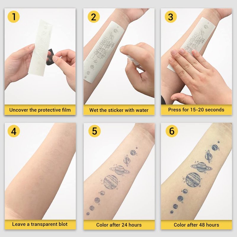 INKARTLINK Tattoo Tech, 2 Sheets Medium Semi Permanent Tattoo, Adult Art Design Temporary Tattoos, Lasts 1-2 Weeks, Waterproof, Realistic Look, No Adhesive, No Reflection (White Horse Design)