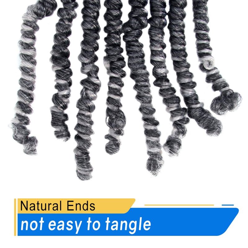 Niseyo Pre twisted Bob Spring Twist Hair 6 Inch 7 Packs Short Pre-looped Crochet Braid Ombre Gray (TGrey)