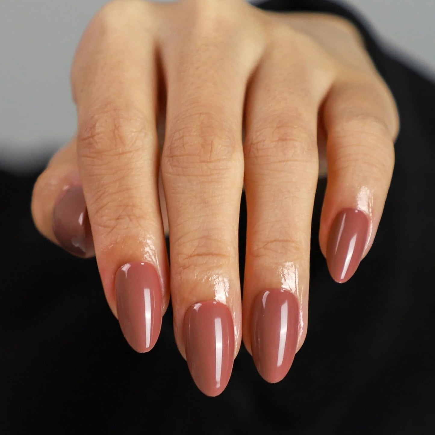French Almond Gel Press On Nails Short 16 Sizes Fake Nails Glossy 32pcs, Nail Glue Included
