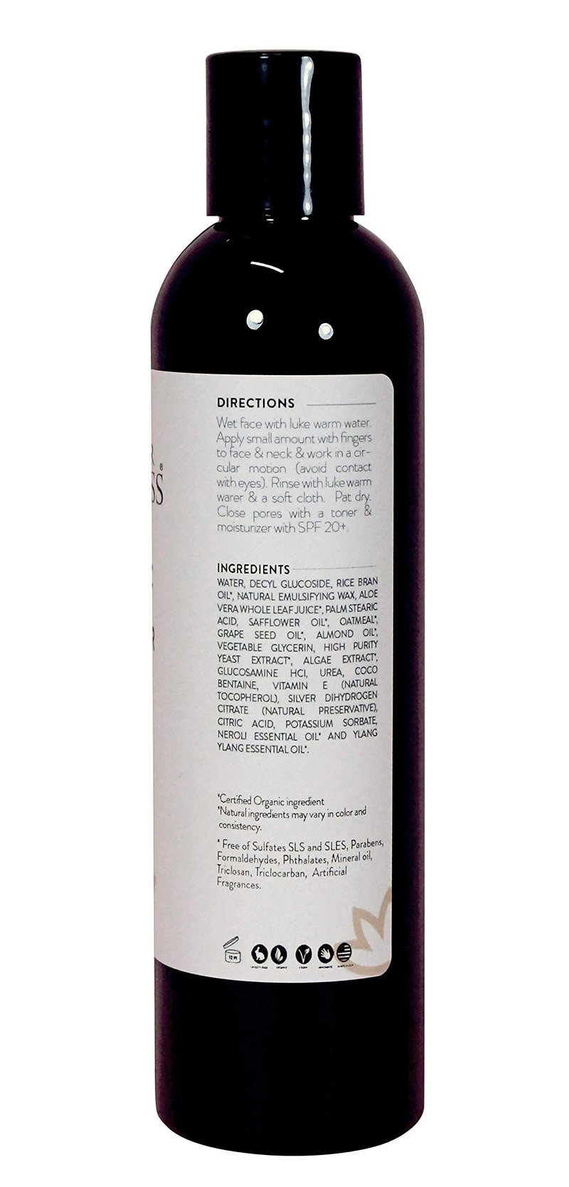 GLIMMER GODDESS Organic Gentle Cleanser For Sensitive Skin with Sweet Almond Oil, 8 oz