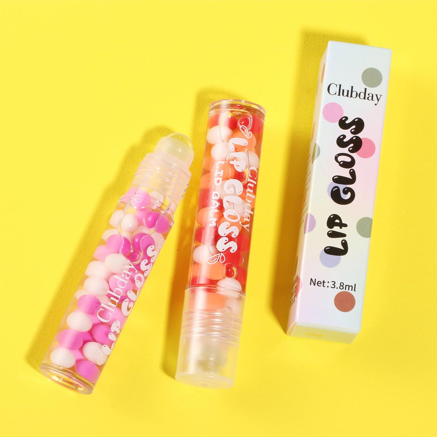 HJXUQIME 6pcs Macaron Rolling Ball Lip Gloss,Transparent Moisturizing Lip Oil,Lip Gloss for Dry and Chapped Lips,Glossy Lip Make-up for All Age