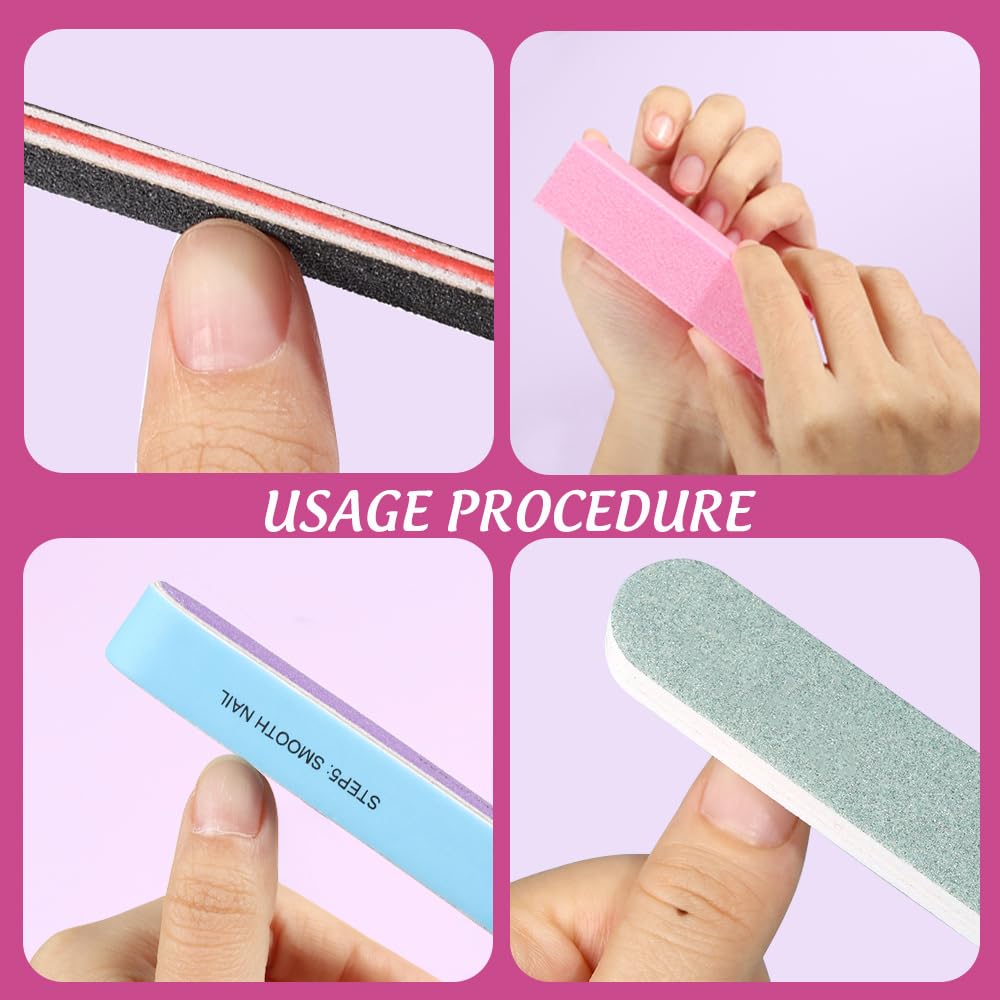 FANDAMEI Nail Files and Buffers, 20PCS Nail File Kit. Rectangular Nail Buffer Block & 100/180 Grit 7 Way Nail File & Polishing Buffer. Nail Prep Kit. Professional Manicure Nail Tools