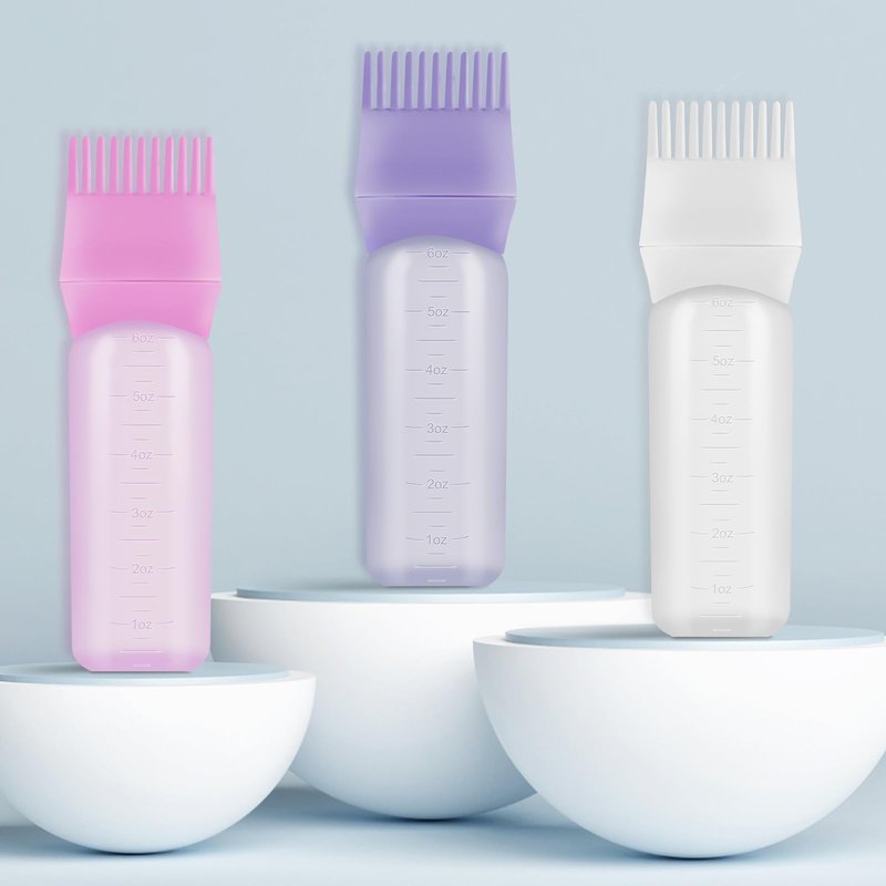 TAOTOP 3 Pack Root Comb Applicator Bottle, Oil Applicator for Hair Dye, Bottle with Graduated Scale
