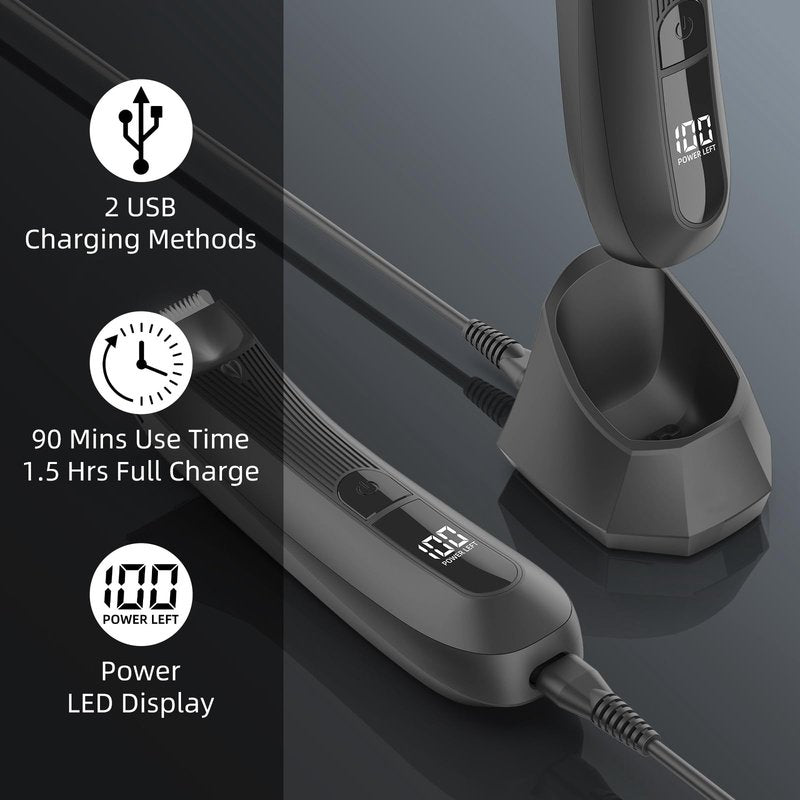 Electric Body & Pubic Hair Trimmer for Men with Light – IPX7 Waterproof Groomer for Balls, Groin & Body. No Nick, No Cut, No Razor Burn, Gift Set for Dad, Husband, or Men