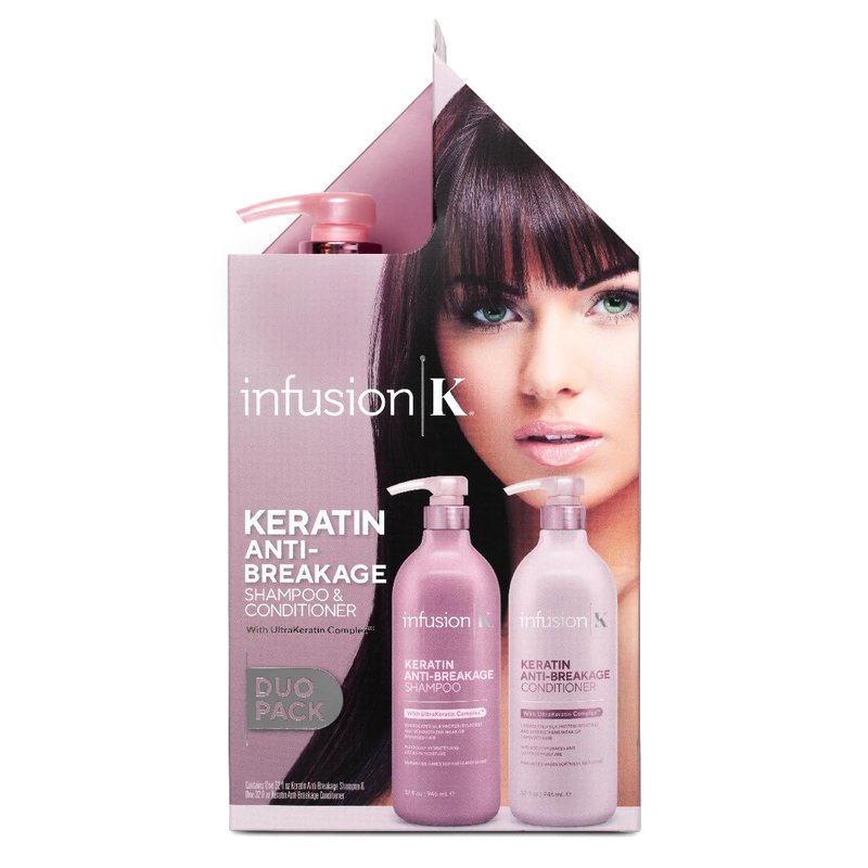 Infusion K Keratin Anti-Breakage Shampoo & Conditioner with UltraKeratin Complex | Hydrates & Strengthens | Enhances Softness & Shine | Color Safe | Paraben & Sulfate Free - Duo Pack