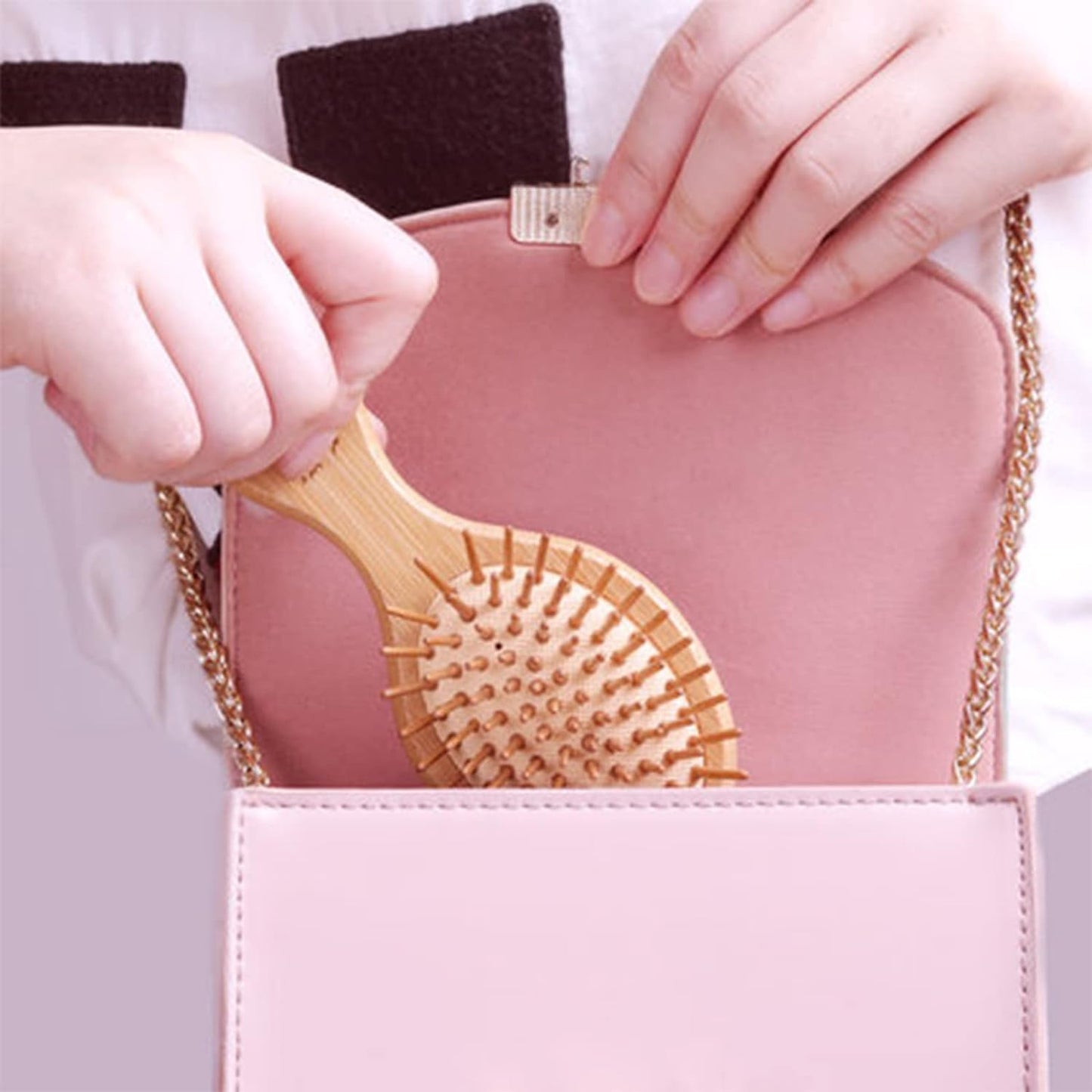 Sofmild Mini Travel Bamboo Hair Brush for Women/Men/Kids - Anti-Static Small Travel Size Detangler Brush for Purse, Pocket, backpack