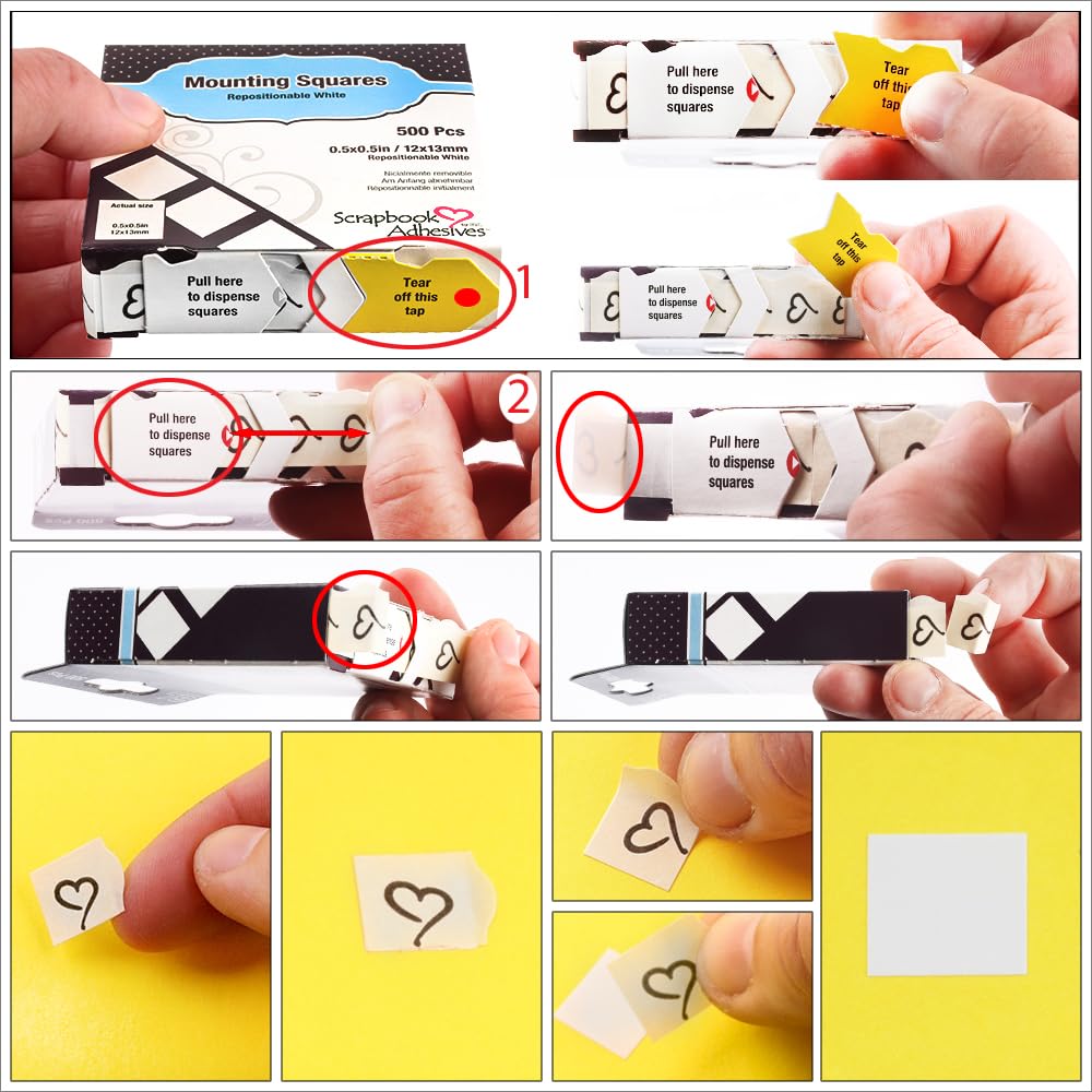 Scrapbook Adhesives by 3L Repositionable Mounting Squares, 1000-Pack