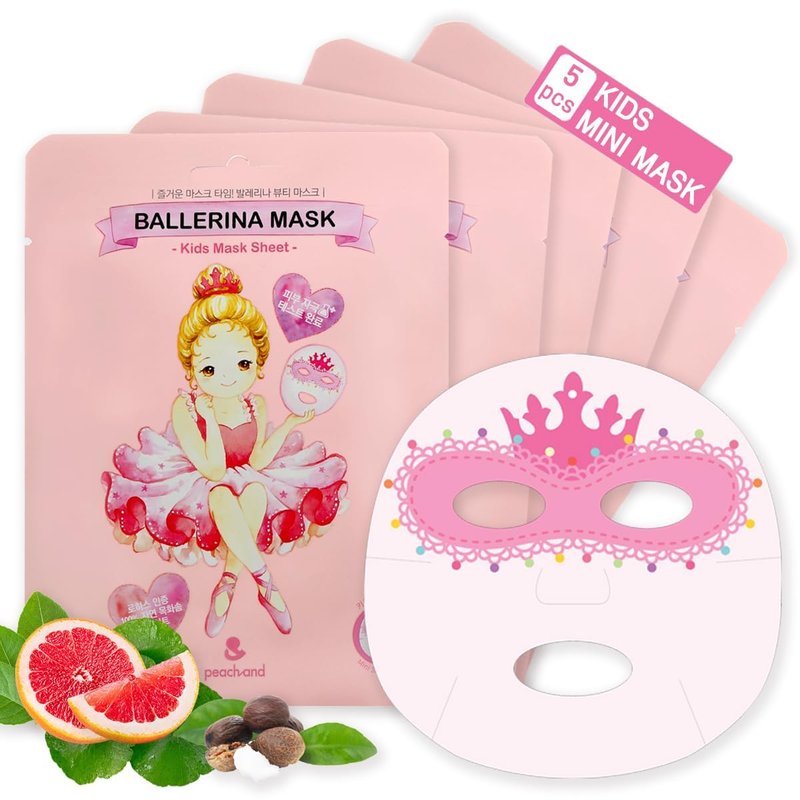 peach and face mask for kids, Skincare for kids, Spa day kit for girls, Perfect gifts for girls 6-8, Pack of 5