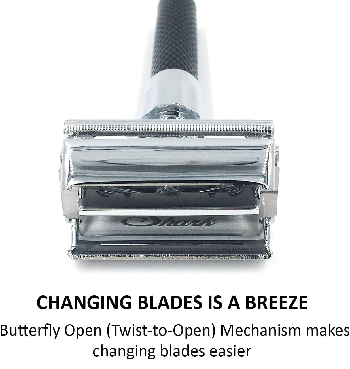 Parker 92R Graphite Gray Butterfly Double Edge Safety Razor, Long Handle