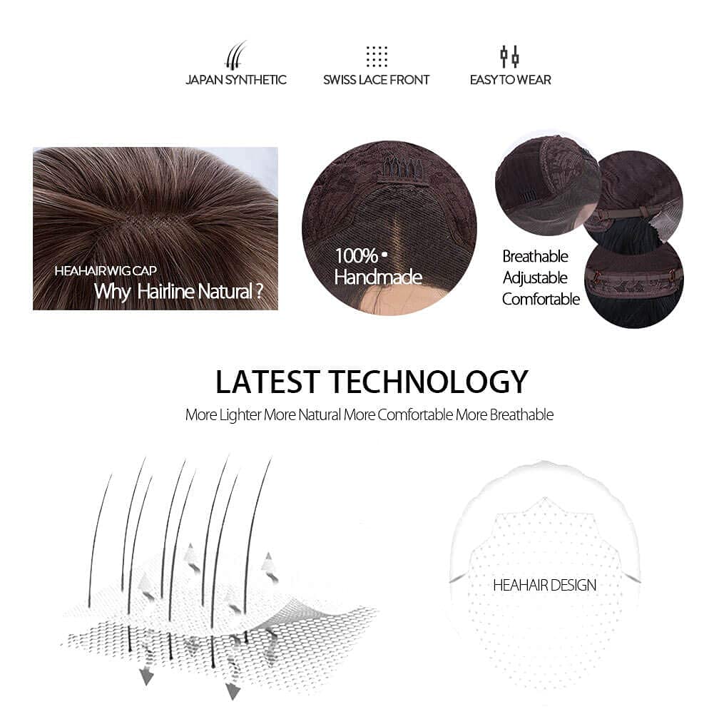 HEAHAIR Ombre Light Orange Brown Bob Synthetic Lace Front Wig Water Wave Heat Resistant Synthetic Fiber Hair Handmade 13x4inch Lace Front Super Natural Lace Front Wigs HS7107