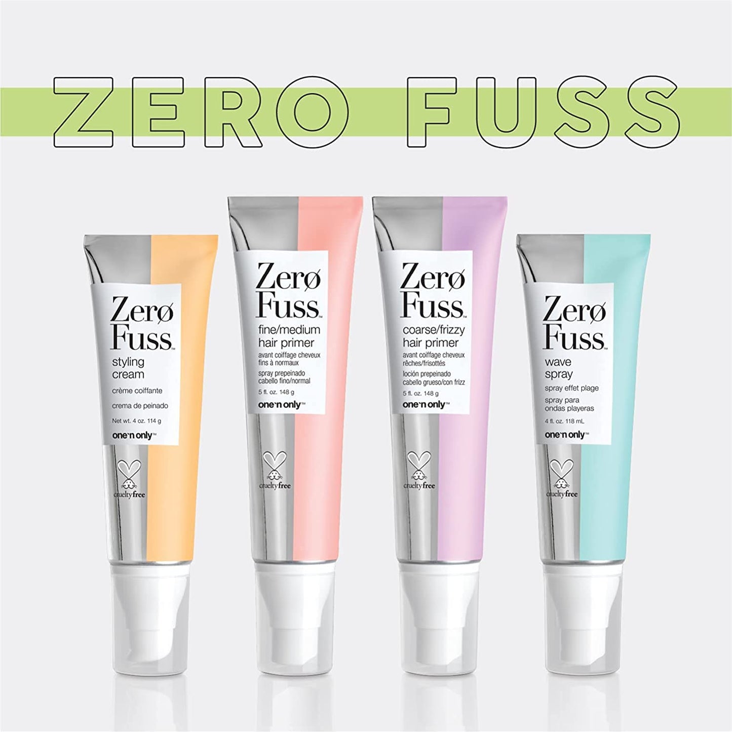 One 'N Only Zero Fuss Coarse/Frizzy Hair Primer, Leave-in Spray, Detangles and Smooths, Weightlessly Conditions, Humidity Resistant, Tames Frizz, No Heat Required, 5 Fl. Oz