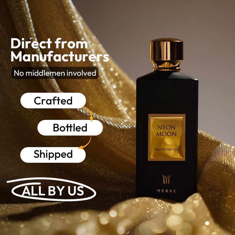 Merve Neon Moon Premium Long Lasting Fragrance Luxury Scent For Unisex | Spicy, Oud, Saffron | Last All Day | 3.4 Ounces