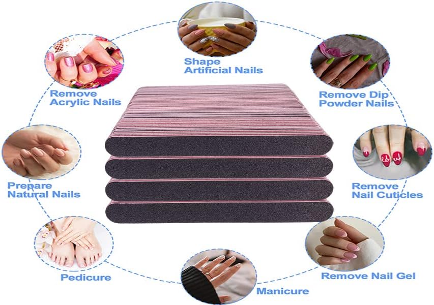 Emery Board Nail Files - 100 Pcs Double-Sided 100/180 Grit for Acrylic & Natural Nails | Professional Manicure Set